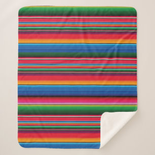 Couverture Sherpa Rouge Serape Saltillo traditionnelle mexicaine cou
