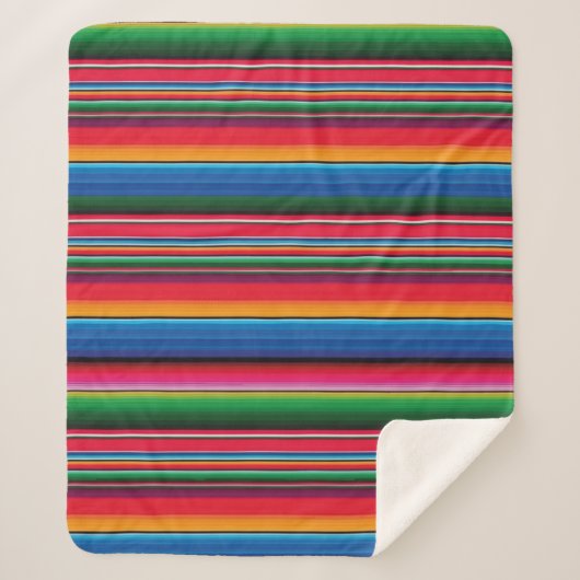 Couverture Sherpa Rouge Serape Saltillo traditionnelle mexicaine cou (Devant)