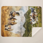 Couverture Sherpa Rough Collies Herbeux Sheep, avec Portrait & Citat (Devant (Horizontal))
