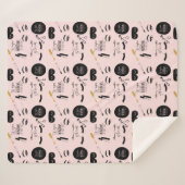 Couverture Sherpa Rougissent les cils noirs roses d'or fascinants (Devant (Horizontal))