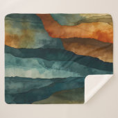 Couverture Sherpa Rouille et Turquoise (Devant (Horizontal))