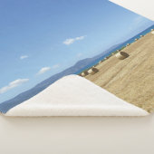 Couverture Sherpa Rouleaux dorés de foin et de mer Bleue profonde De (3/4)