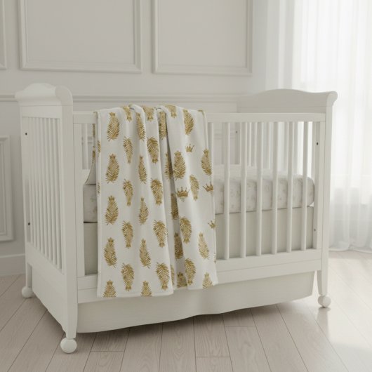 Couverture Sherpa Royal Gold Palm & Crown Pattern Custom Sherpa Baby