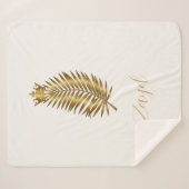 Couverture Sherpa Royal Gold Palme Feuille & Couronne Sur-Mesure She (Devant (Horizontal))