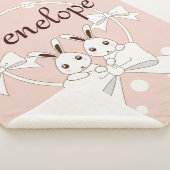 Couverture Sherpa Ruban blanc blanc cassé rose pastel et lapin jumea (3/4)