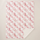 Couverture Sherpa Ruban rose et À damiers floral (Devant)