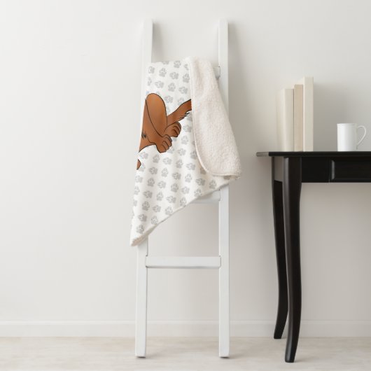 Couverture Sherpa Ruby Cavalier King Charles Spaniel & Paws (En situation)