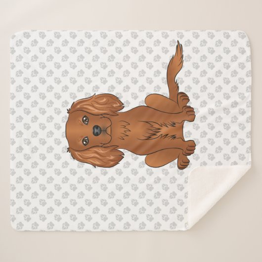 Couverture Sherpa Ruby Cavalier King Charles Spaniel & Paws (Devant (Horizontal))