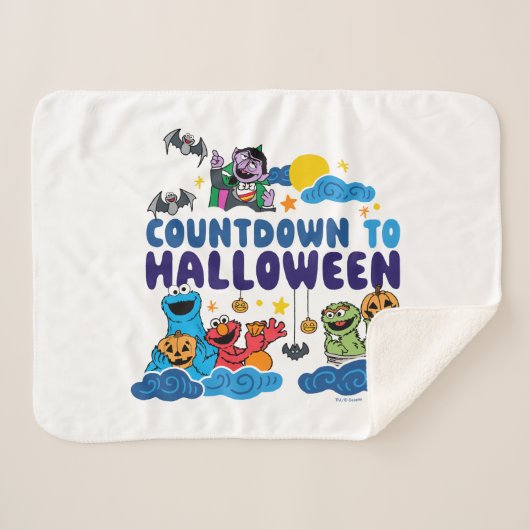 Couverture Sherpa Rue Sésame | Compte à rebours pour Halloween (Devant (Horizontal))