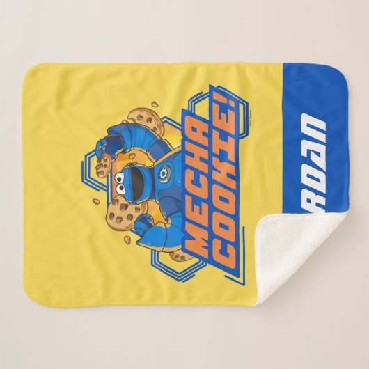 Couverture Sherpa Rue Sésame | Cookie Monster | Ajouter un nom (Devant (Horizontal))