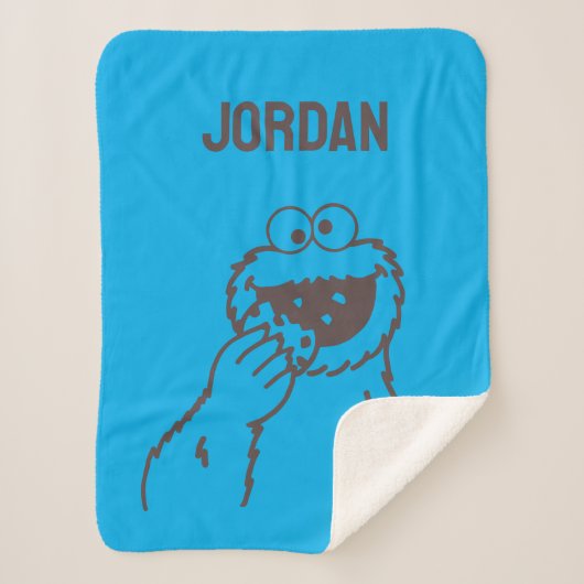 Couverture Sherpa Rue Sésame | Cookies Monster Bright | Ajouter un n (Devant)