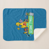 Couverture Sherpa Rue Sésame | Couleur complète avec Pals (Devant (Horizontal))