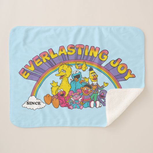 Couverture Sherpa Rue Sésame | Joie durable depuis 1969 (Devant (Horizontal))