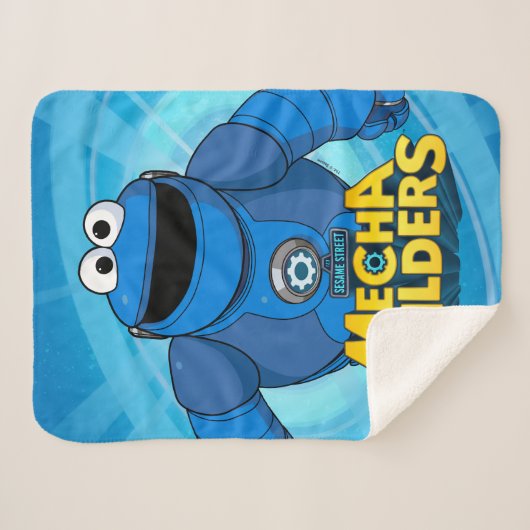 Couverture Sherpa Rue Sésame | Méca Builders Cookie In Action (Devant (Horizontal))