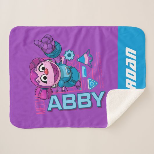 Couverture Sherpa Rue Sésame | Mécaniciens Abby | Ajouter un nom (Devant (Horizontal))