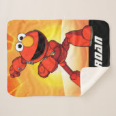 Couverture Sherpa Rue Sésame | Mécaniciens Elmo | Ajouter un nom (Devant (Horizontal))