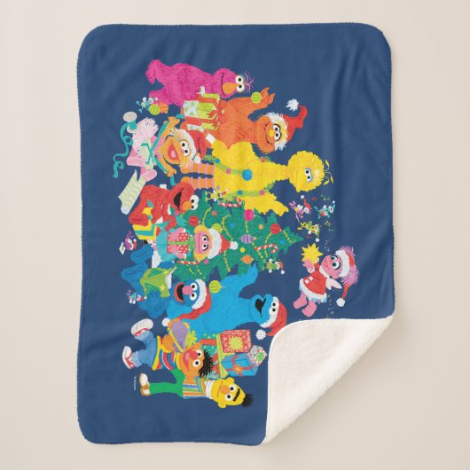 Couverture Sherpa Rue Sésame | Noël avec toute la bande (Devant)