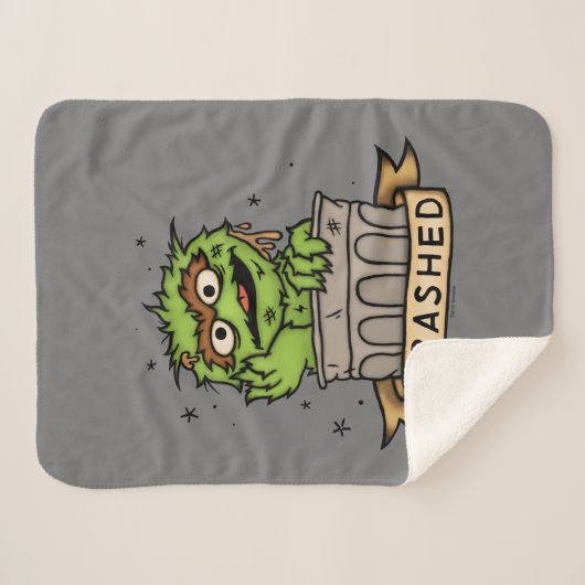 Couverture Sherpa Rue Sésame | Oscar the Grouch Trashed (Devant (Horizontal))