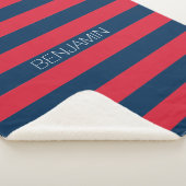 Couverture Sherpa Rugby bleu marine et rouge avec nom personnalisé (3/4)