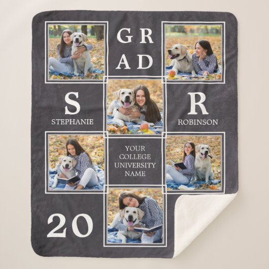 Couverture Sherpa Rustic Graduate Keepsaké Photo Collage Graduation (Devant)