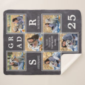 Couverture Sherpa Rustic Graduate Keepsaké Photo Collage Graduation (Devant (Horizontal))