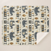 Couverture Sherpa Rustic Rhino Tribal Pattern (1) (Devant (Horizontal))