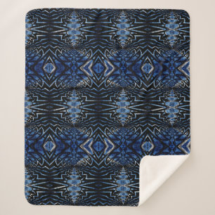 Couverture Sherpa Rustique Boho Navy Bleu Noir Trendy Tribal Ethniqu