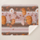 Couverture Sherpa Rustique Citrouilles d'automne & dentelle fleurie  (Devant (Horizontal))