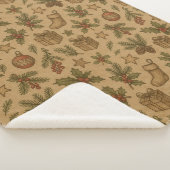 Couverture Sherpa Rustique, motif de Noël vintage (3/4)