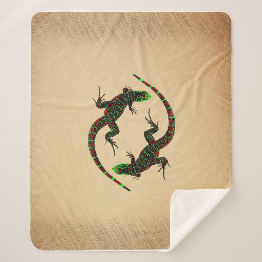 Couverture Sherpa Rustique Yin Yang Lizards (Devant)