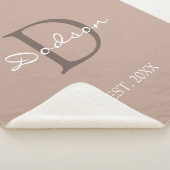 Couverture Sherpa Sable moderne Script beige Nom de famille Monogram (3/4)