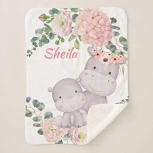 Couverture Sherpa Safari Personnalisé Animaux Fille Blanche bébé
