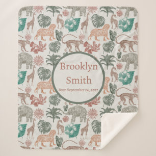 Couverture Sherpa Safari personnalisé Boho Jungle