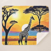 Couverture Sherpa Safari Sunset: Giraffe's Embrace (Devant (Horizontal))