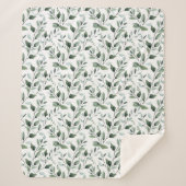 Couverture Sherpa Sage Green Aquarelle Boho Botanique Feuille Cadeau (Devant)