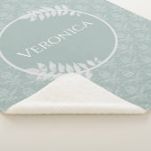 Couverture Sherpa Sage Green Elegant Damask Personnalisé (3/4)