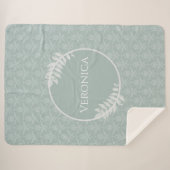 Couverture Sherpa Sage Green Elegant Damask Personnalisé (Devant (Horizontal))