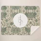 Couverture Sherpa Sage Green Floral Élégant (Devant (Horizontal))