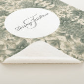 Couverture Sherpa Sage Green Floral Élégant (3/4)
