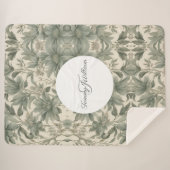 Couverture Sherpa Sage Green Floral Élégant (Devant (Horizontal))