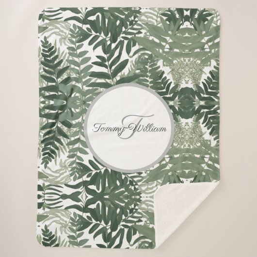 Couverture Sherpa Sage Green Floral Élégant (Devant)
