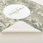 Couverture Sherpa Sage Green Floral Élégant (3/4)