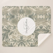 Couverture Sherpa Sage Green Floral Élégant (Devant (Horizontal))