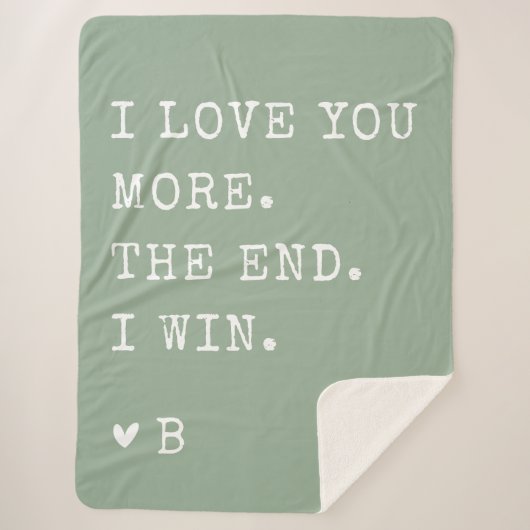 Couverture Sherpa Sage Green Je t'aime Plus Valentines Cadeaux de Jo (Devant)