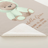Couverture Sherpa Sage Green Teddy Bear Baby Birth Stats (3/4)