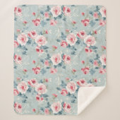 Couverture Sherpa Sage Green Winter Floral Pattern (Devant)