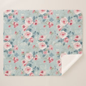 Couverture Sherpa Sage Green Winter Floral Pattern (Devant (Horizontal))