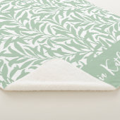 Couverture Sherpa Sage Vert Branche de Saule Monogrammé (3/4)
