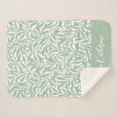 Couverture Sherpa Sage Vert Branche de Saule Monogrammé (Devant (Horizontal))