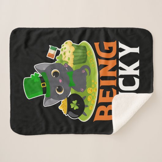Couverture Sherpa Saint Patrick's Day Être chanceux (Devant (Horizontal))